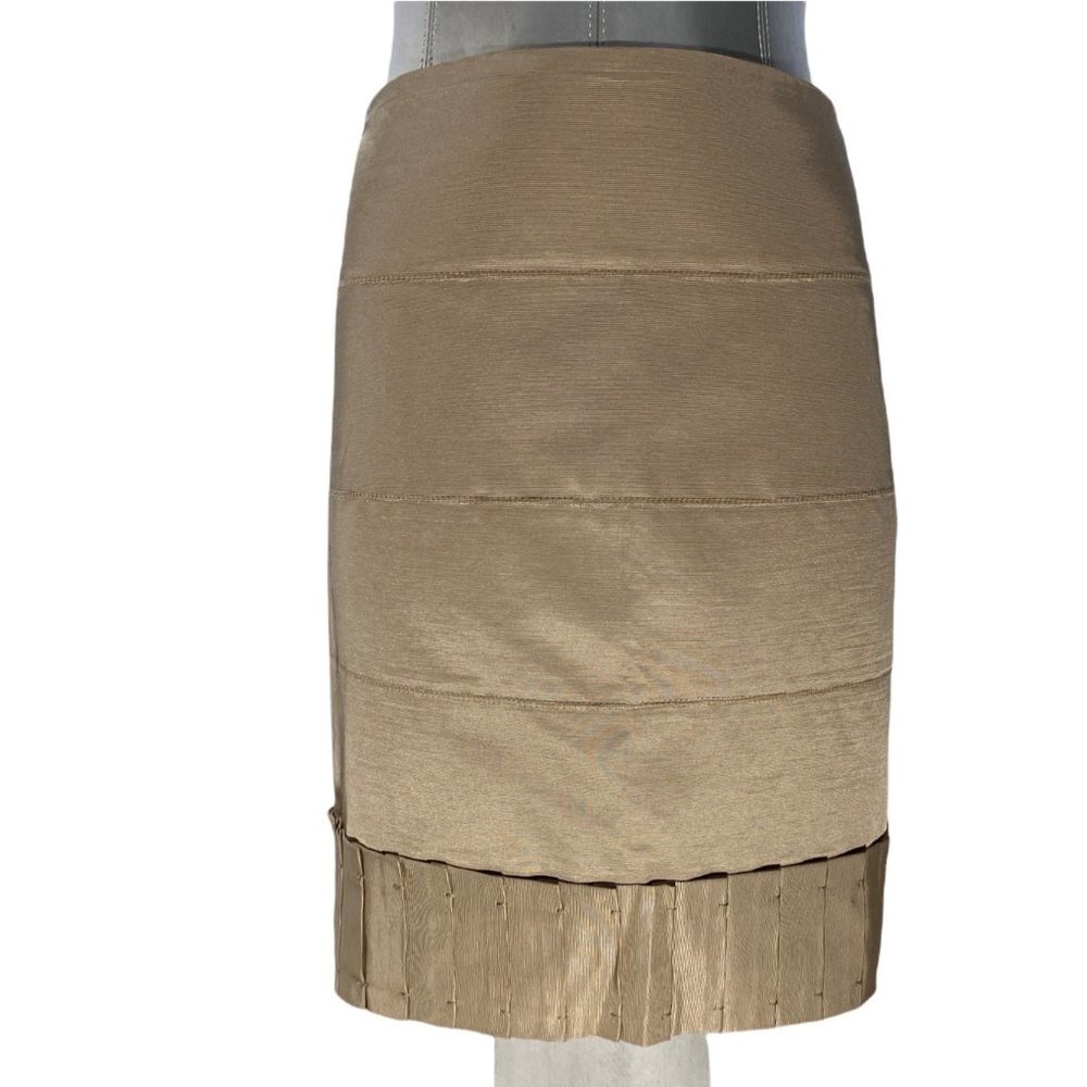 Reiss 10 Skirt Solid Blush Beige Lined Zipper Pleated hem Casual Workwear Chic